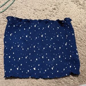 Wild Honey Navy Blue Star Print Crop Top